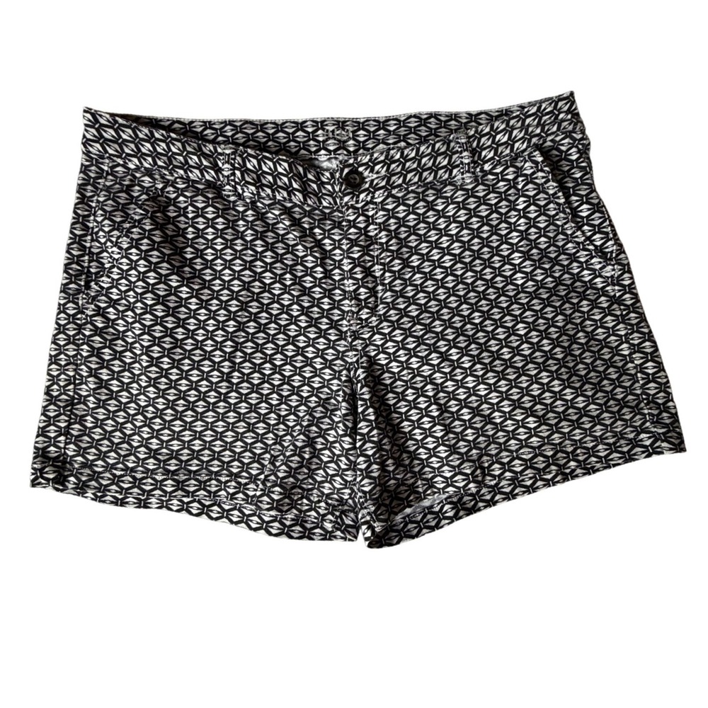 a.n.a A New Approach Womens Black White Geometric Twill Shorts Size 12 Diamond